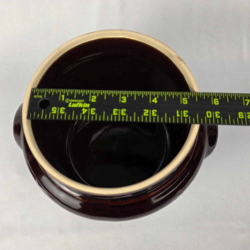 MAR CREST Vtg Crock Pot Oven Proof Stoneware‎ with Lid Brown 2 Handles Bean Pot